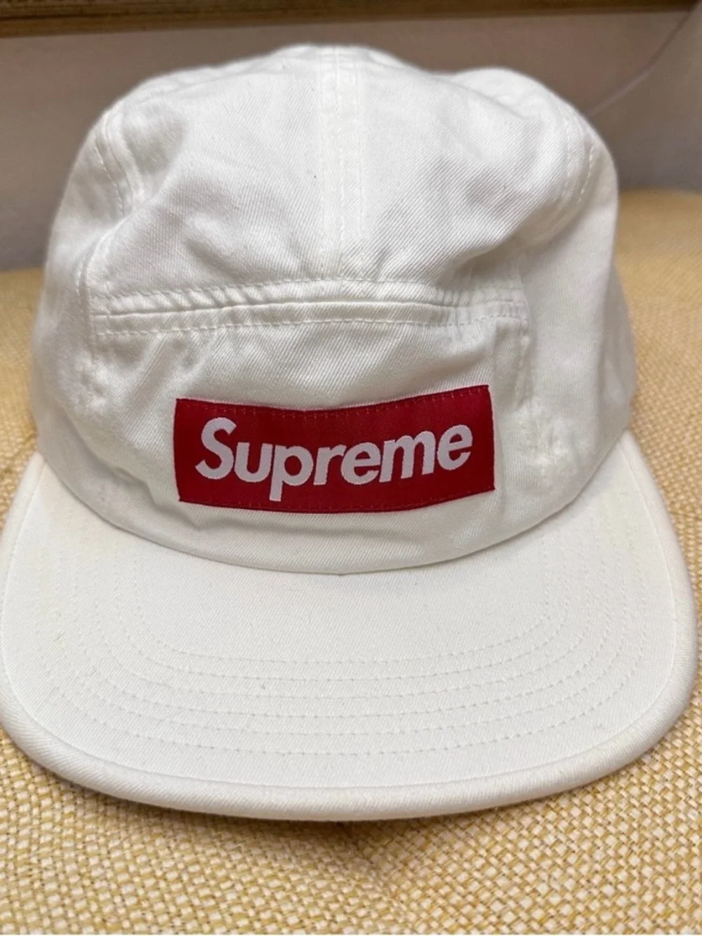 Supreme White Cap with Red Box Logo